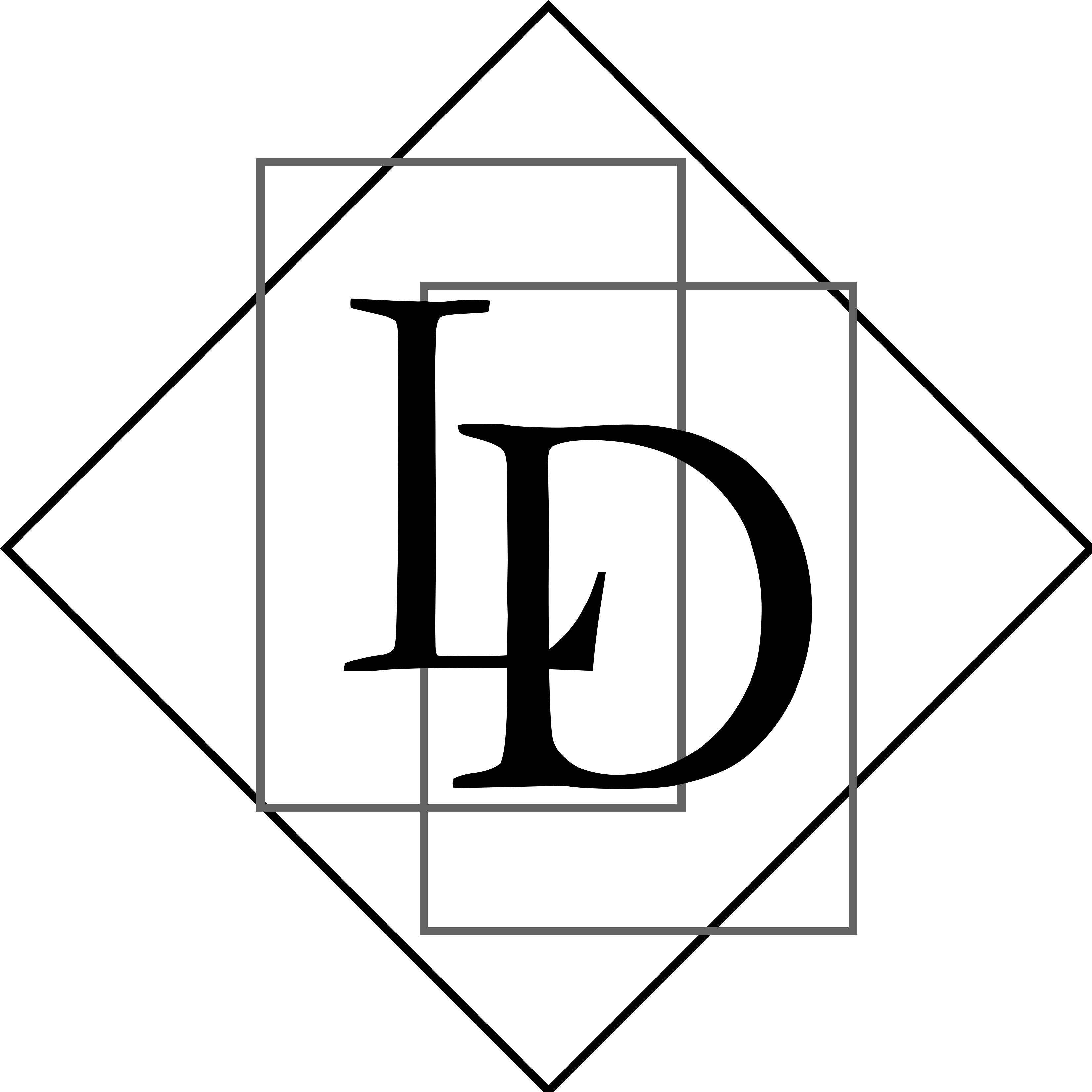 The Logical Developments logo in black on white. The Logical Developments logo which is a diamond with the letters L and D inside of it. The letters are offset from each other vertically while also overlapping horizontally. The each sit inside of their own rectangle.